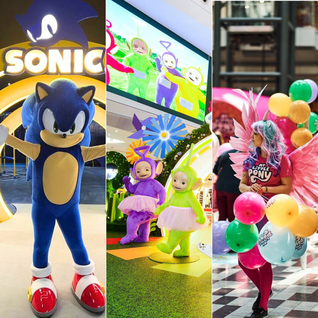 collage of Sonic the Hedgehog, Teletubbies and My Little Pony activations 