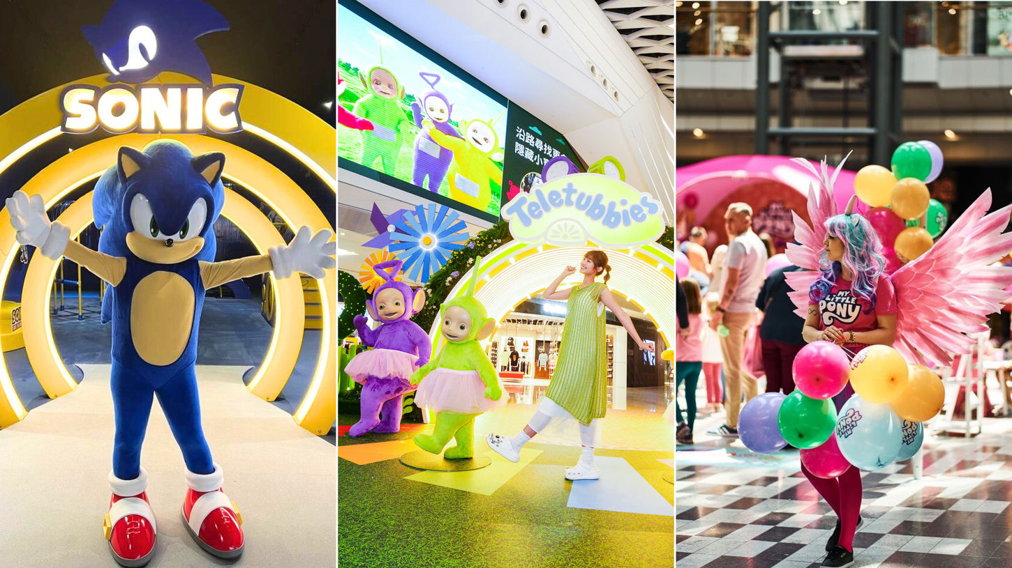 collage of Sonic the Hedgehog, Teletubbies and My Little Pony activations 